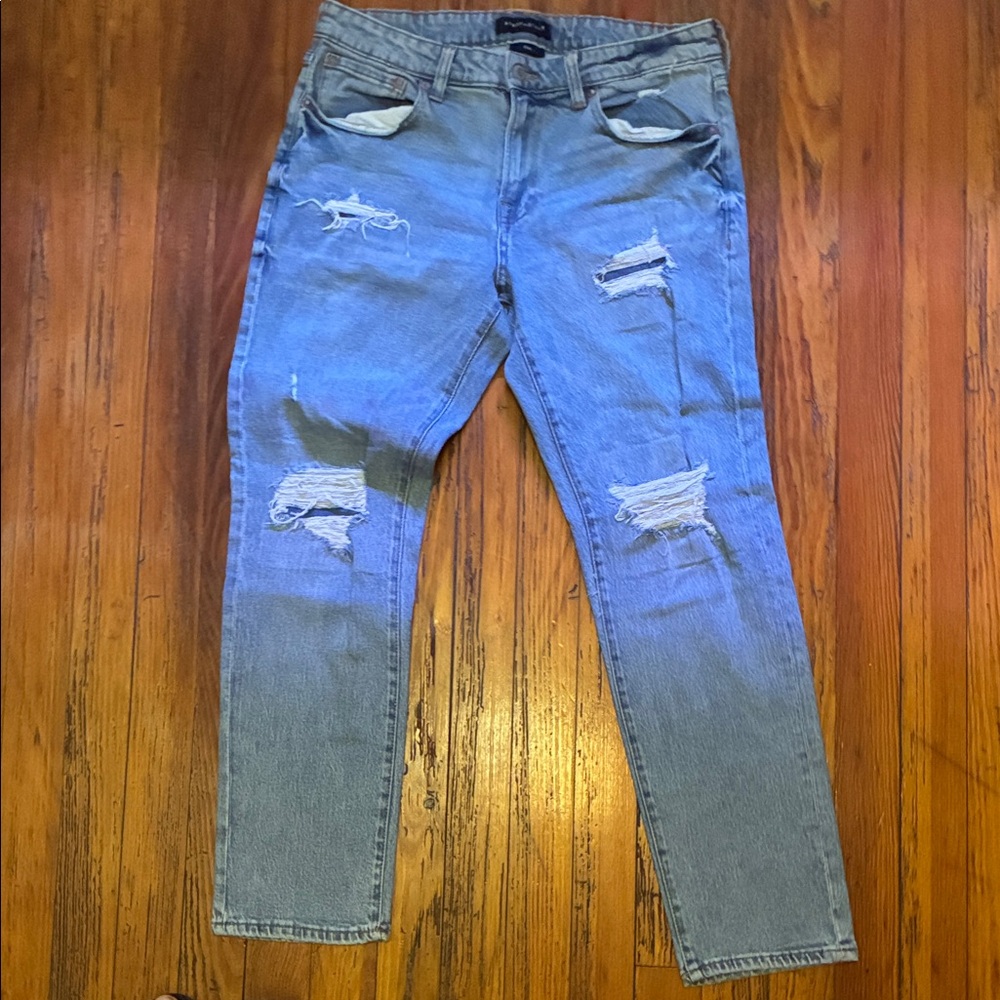 Aeropostale Men's Ripped Skinny Jeans - Light Blue